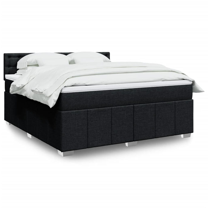 Pat box spring cu saltea, negru, 180x200 cm, catifea WALTI