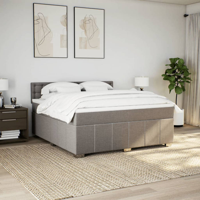 Pat continental cu saltea, gri taupe, 180x200 cm, textil - WALTI WALTI