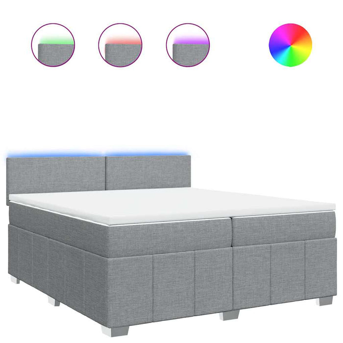 Pat box spring cu saltea, gri deschis, 200x200 cm, textil - WALTI WALTI