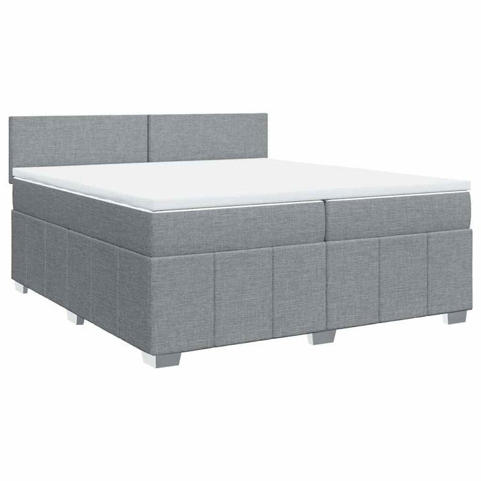 Pat box spring cu saltea, gri deschis, 200x200 cm, textil - WALTI WALTI