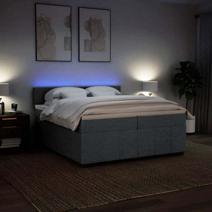 Pat box spring cu saltea, gri închis, 200x200 cm, textil - WALTI WALTI