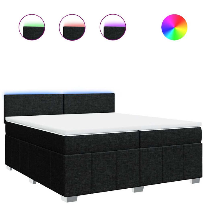 Pat box spring cu saltea, negru, 200x200 cm, textil - WALTI WALTI