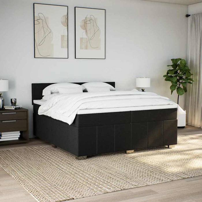 Pat box spring cu saltea, negru, 200x200 cm, textil - WALTI WALTI