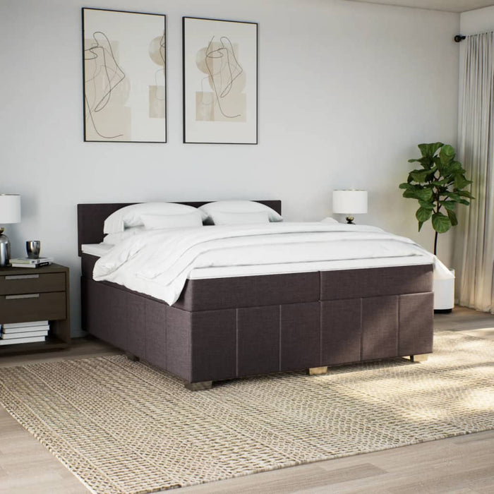 Pat box spring cu saltea, maro închis, 200x200 cm, textil - WALTI WALTI