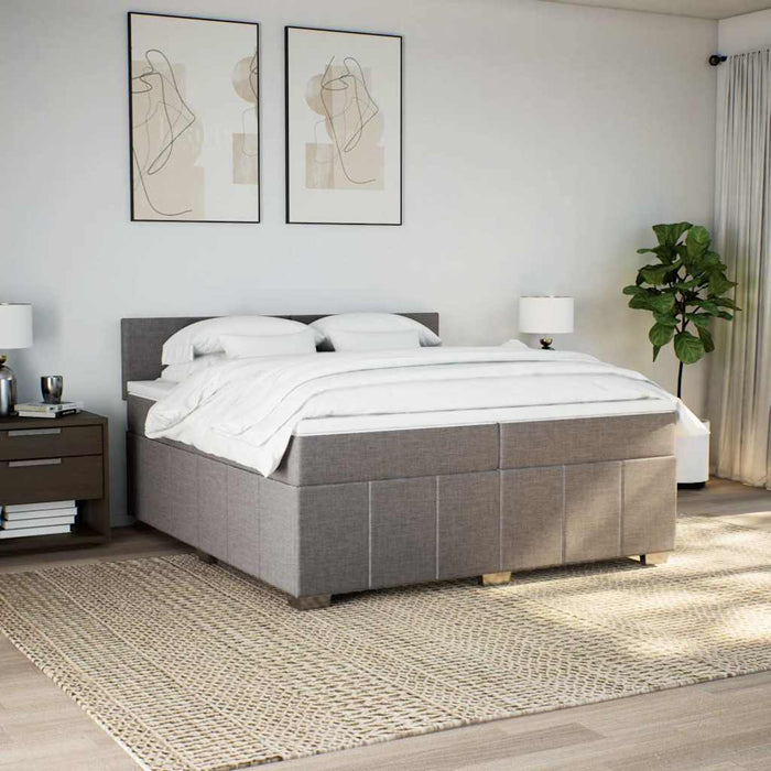 Pat box spring cu saltea, gri taupe, 200x200 cm, textil - WALTI WALTI