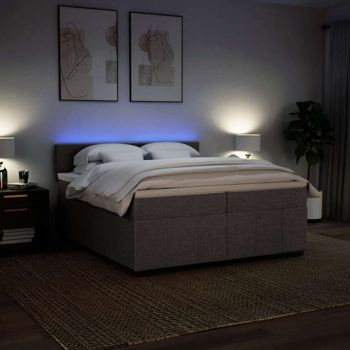 Pat box spring cu saltea, gri taupe, 200x200 cm, textil - WALTI WALTI