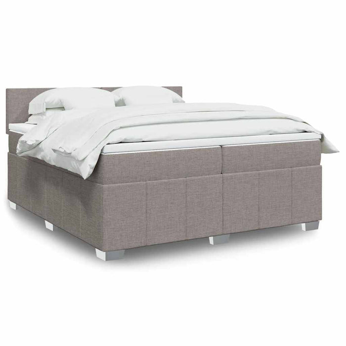 Pat box spring cu saltea, gri taupe, 200x200 cm, textil - WALTI WALTI