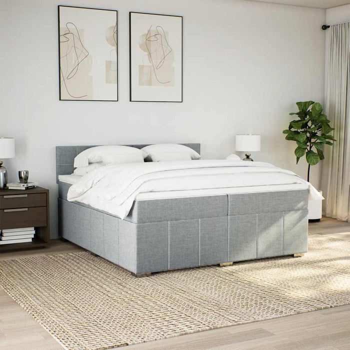 Pat box spring cu saltea, gri deschis, 200x200 cm, textil - WALTI WALTI