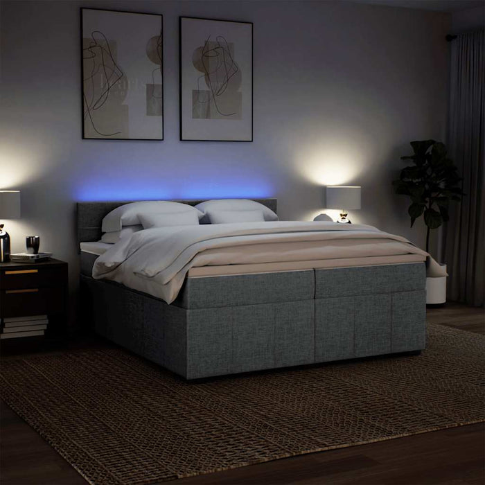 Pat box spring cu saltea, gri deschis, 200x200 cm, textil - WALTI WALTI