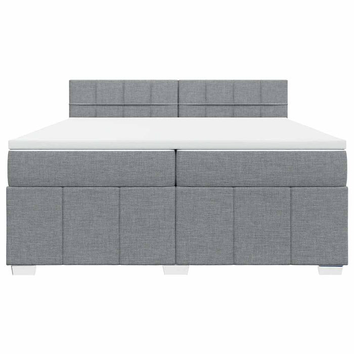 Pat box spring cu saltea, gri deschis, 200x200 cm, textil - WALTI WALTI