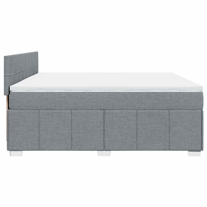 Pat box spring cu saltea, gri deschis, 200x200 cm, textil - WALTI WALTI