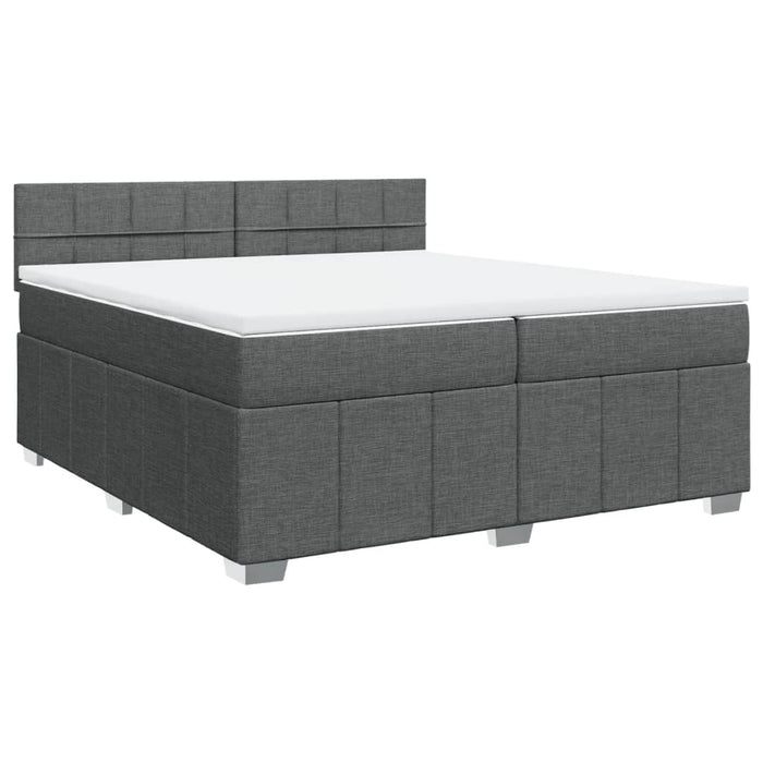 Pat box spring cu saltea, gri închis, 200x200 cm, textil - WALTI WALTI
