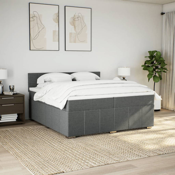 Pat box spring cu saltea, gri închis, 200x200 cm, textil - WALTI WALTI