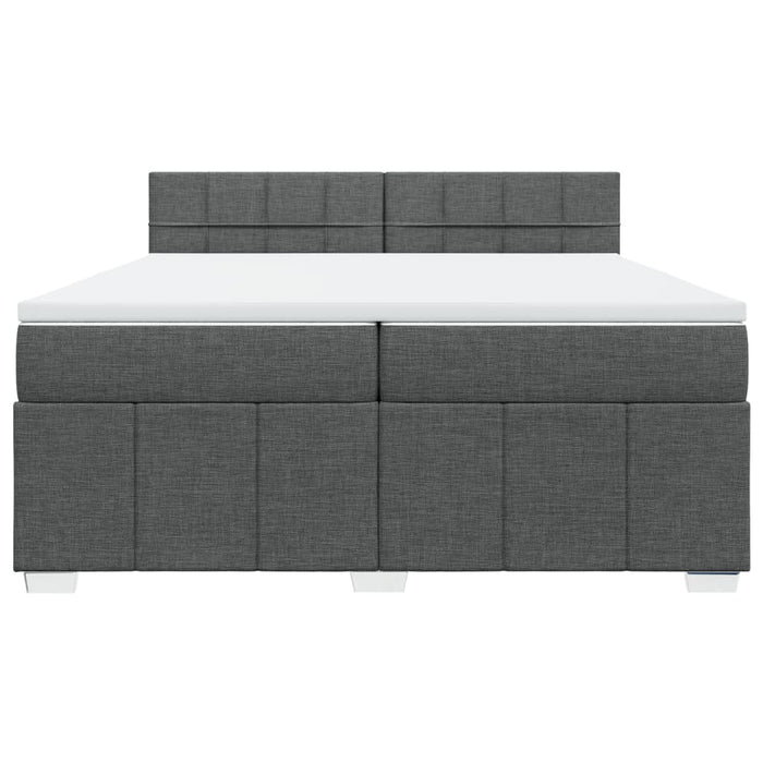 Pat box spring cu saltea, gri închis, 200x200 cm, textil - WALTI WALTI