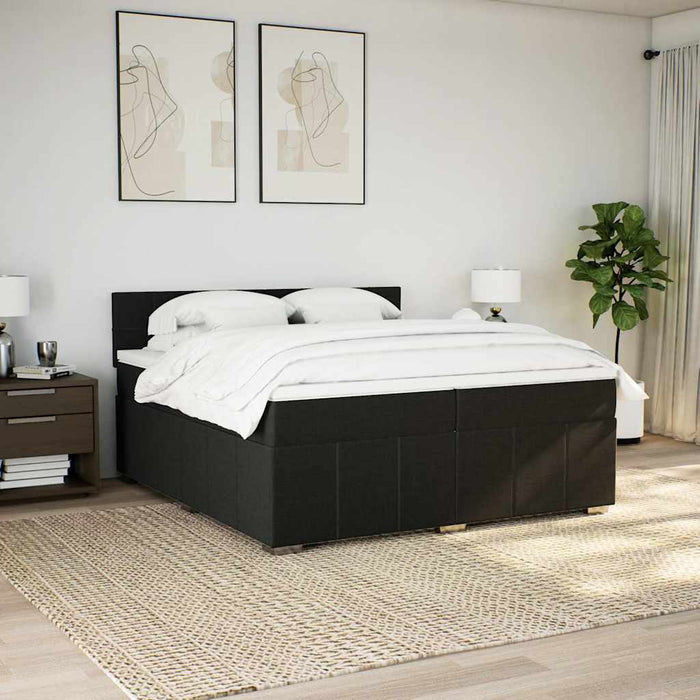 Pat box spring cu saltea, negru, 200x200 cm, textil - WALTI WALTI