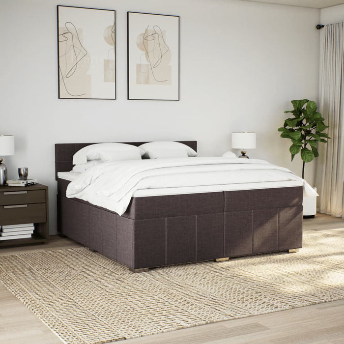 Pat box spring cu saltea, maro închis, 200x200 cm, textil - WALTI WALTI