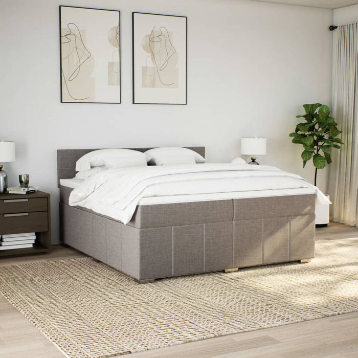 Pat box spring cu saltea, gri taupe, 200x200 cm, textil - WALTI WALTI