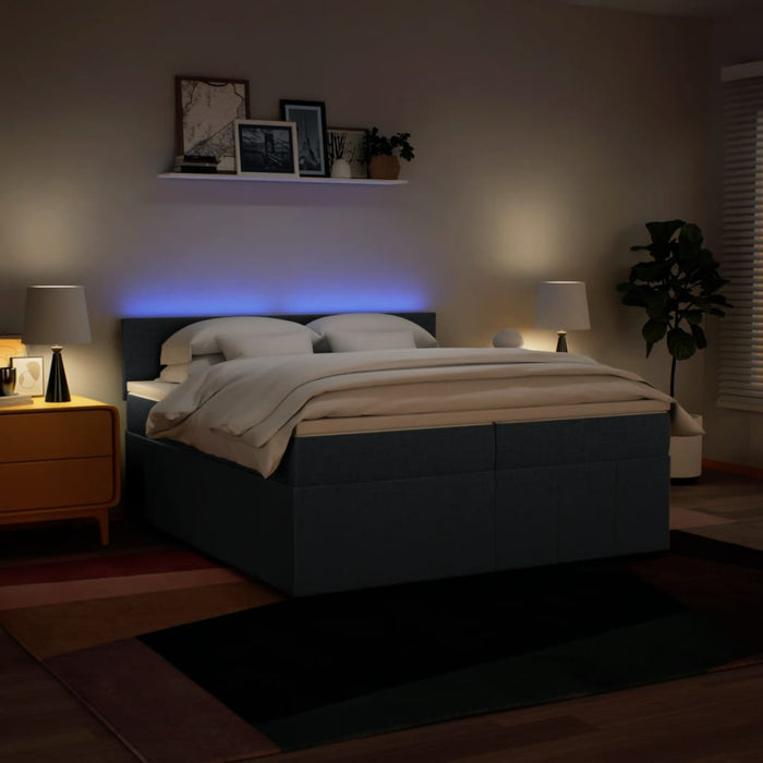 Pat box spring cu saltea, albastru, 200x200 cm, textil - WALTI WALTI