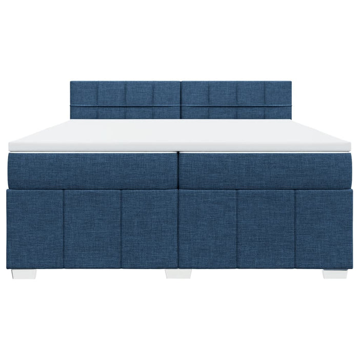 Pat box spring cu saltea, albastru, 200x200 cm, textil - WALTI WALTI