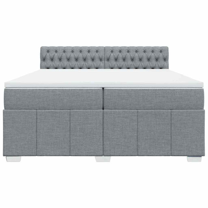 Pat box spring cu saltea, gri deschis, 200x200 cm, textil - WALTI WALTI