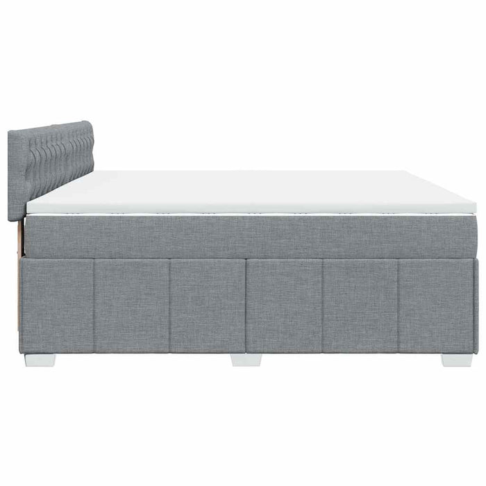 Pat box spring cu saltea, gri deschis, 200x200 cm, textil - WALTI WALTI