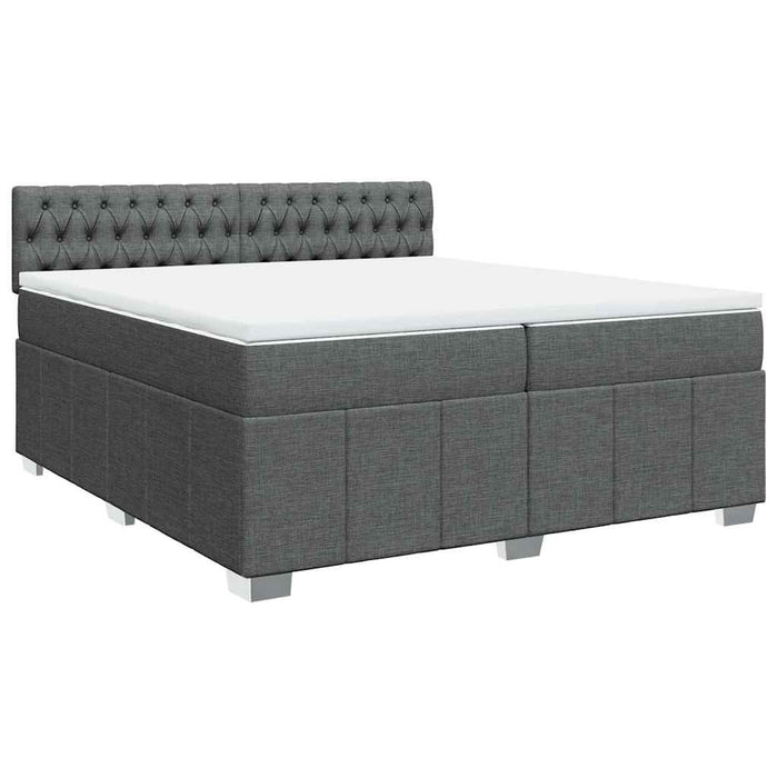 Pat box spring cu saltea, gri închis, 200x200 cm, textil - WALTI WALTI