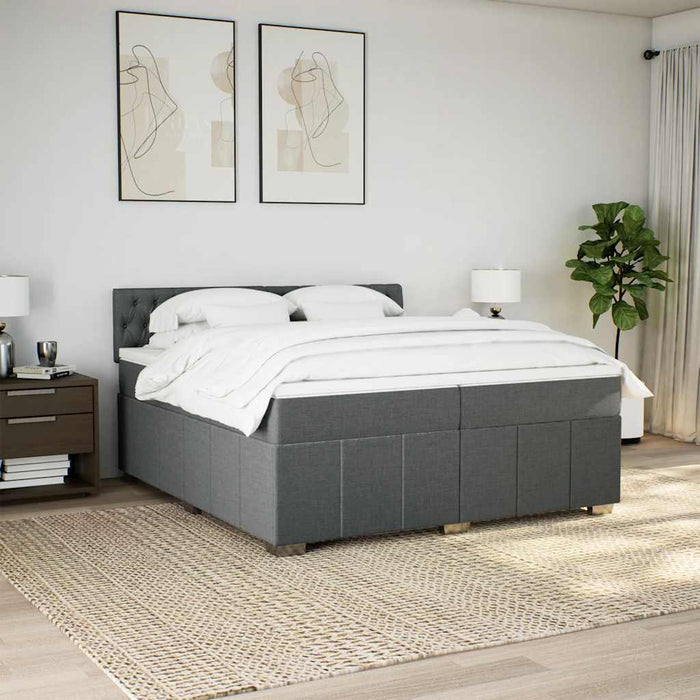 Pat box spring cu saltea, gri închis, 200x200 cm, textil - WALTI WALTI