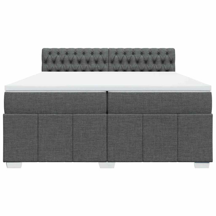 Pat box spring cu saltea, gri închis, 200x200 cm, textil - WALTI WALTI