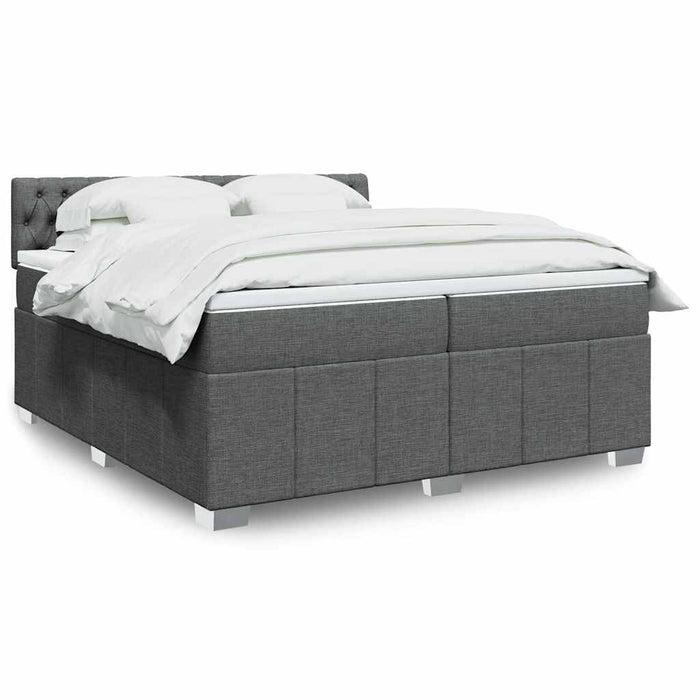 Pat box spring cu saltea, gri închis, 200x200 cm, textil - WALTI WALTI