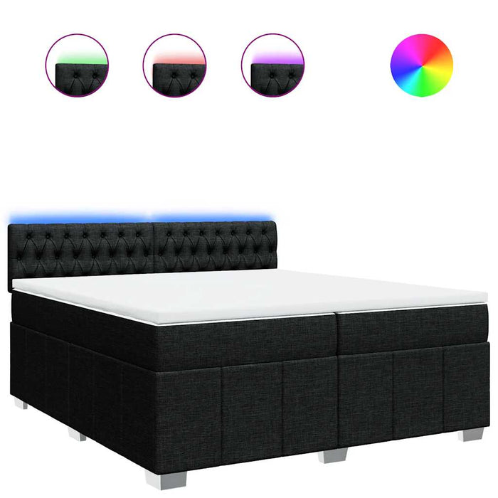 Pat box spring cu saltea, negru, 200x200 cm, textil - WALTI WALTI