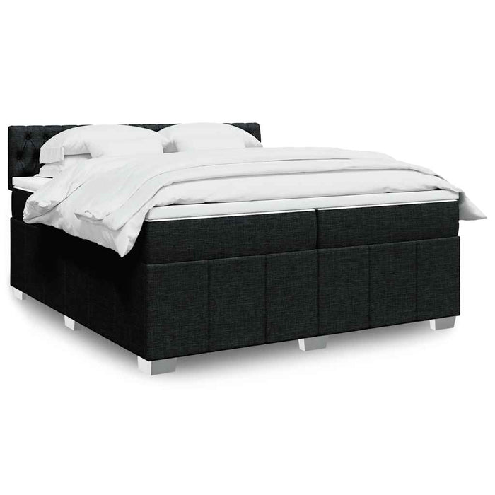 Pat box spring cu saltea, negru, 200x200 cm, textil - WALTI WALTI