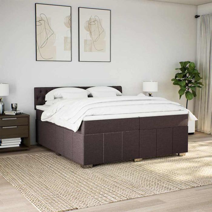 Pat box spring cu saltea, maro închis, 200x200 cm, textil - WALTI WALTI