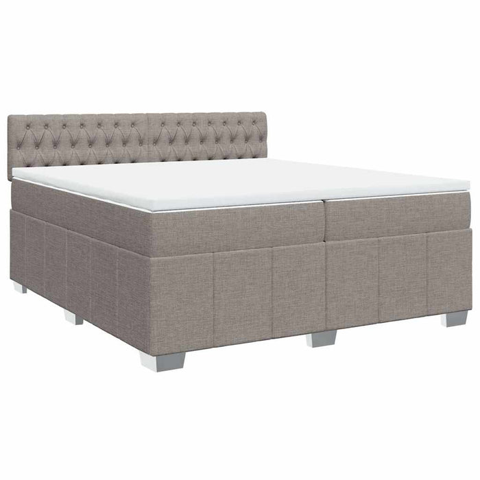 Pat box spring cu saltea, gri taupe, 200x200 cm, textil - WALTI WALTI