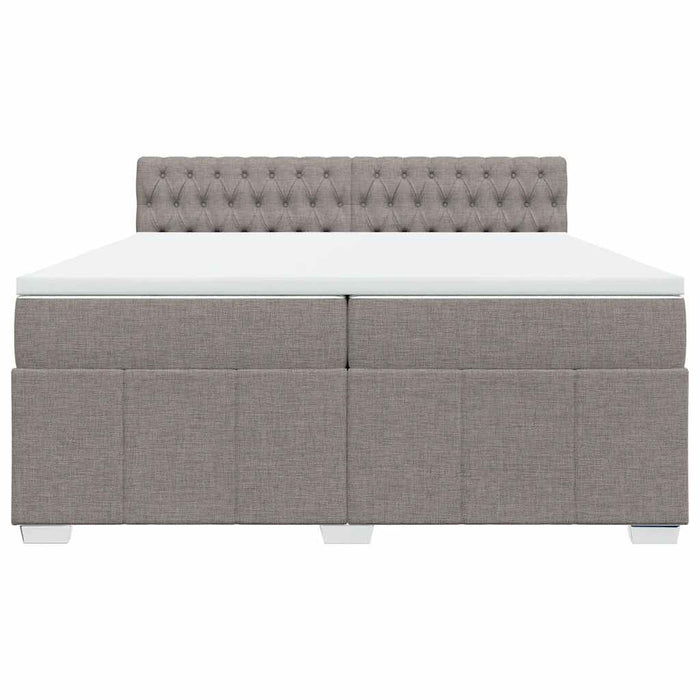 Pat box spring cu saltea, gri taupe, 200x200 cm, textil - WALTI WALTI