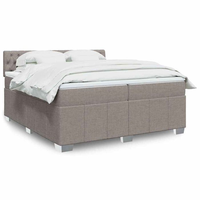 Pat box spring cu saltea, gri taupe, 200x200 cm, textil - WALTI WALTI