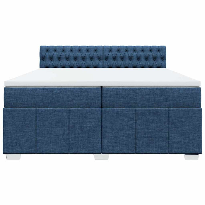 Pat box spring cu saltea, albastru, 200x200 cm, textil - WALTI WALTI