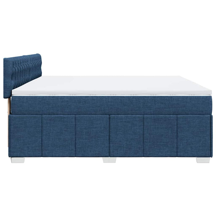 Pat box spring cu saltea, albastru, 200x200 cm, textil - WALTI WALTI
