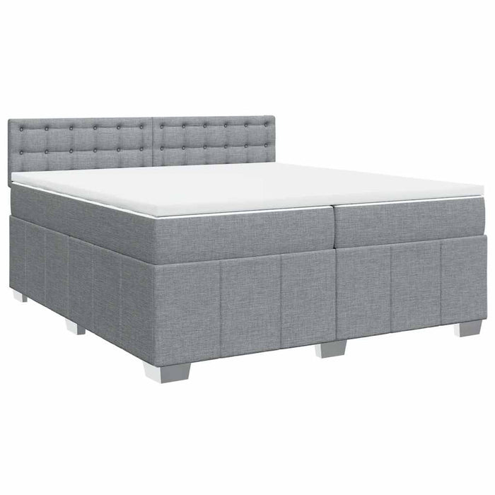 Pat box spring cu saltea, gri deschis, 200x200 cm, textil - WALTI WALTI