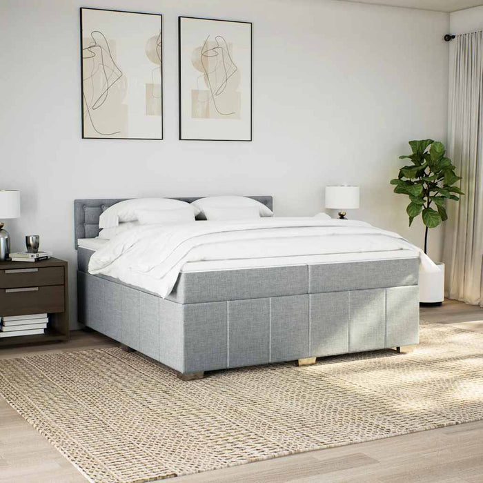 Pat box spring cu saltea, gri deschis, 200x200 cm, textil - WALTI WALTI