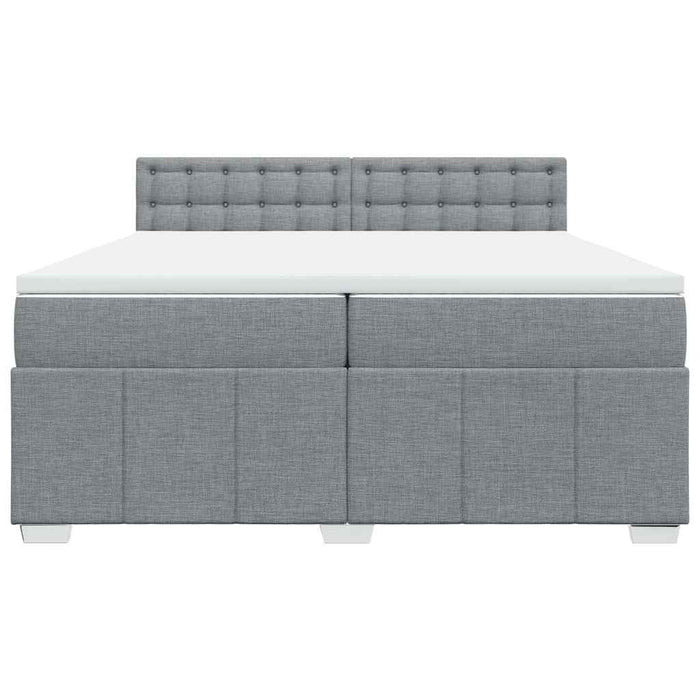 Pat box spring cu saltea, gri deschis, 200x200 cm, textil - WALTI WALTI