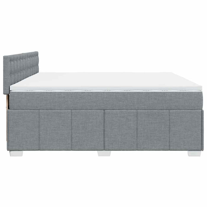 Pat box spring cu saltea, gri deschis, 200x200 cm, textil - WALTI WALTI
