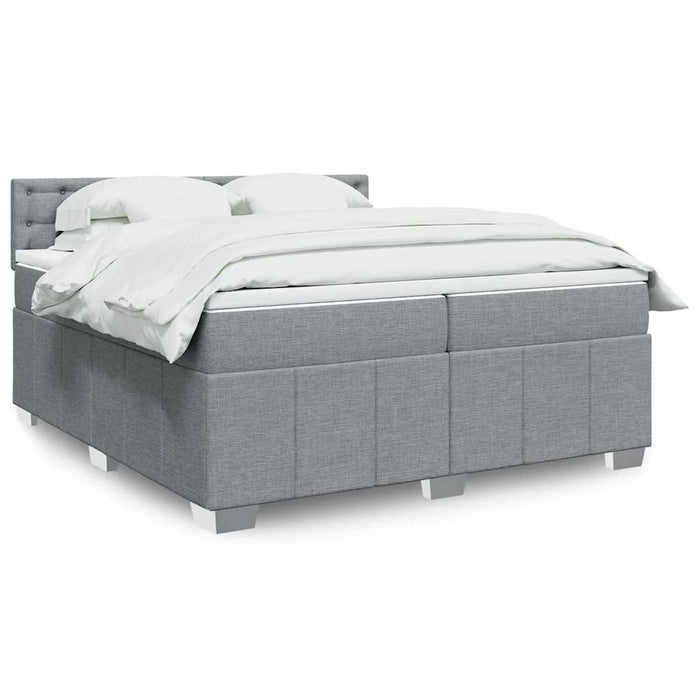 Pat box spring cu saltea, gri deschis, 200x200 cm, textil - WALTI WALTI