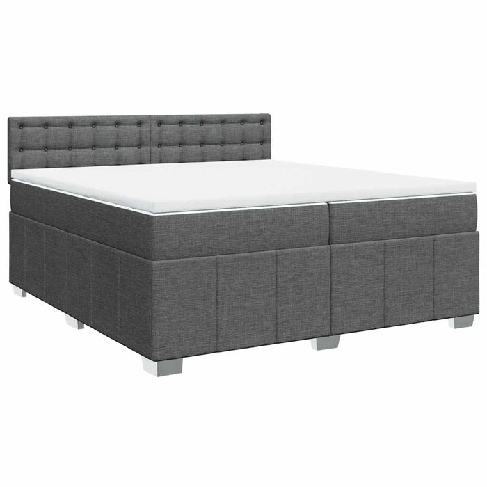 Pat box spring cu saltea, gri închis, 200x200 cm, textil - WALTI WALTI
