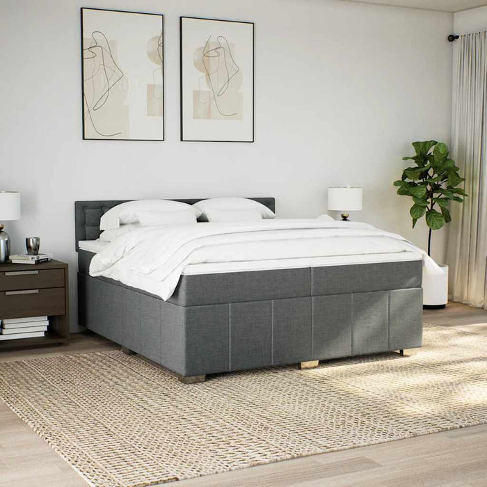 Pat box spring cu saltea, gri închis, 200x200 cm, textil - WALTI WALTI