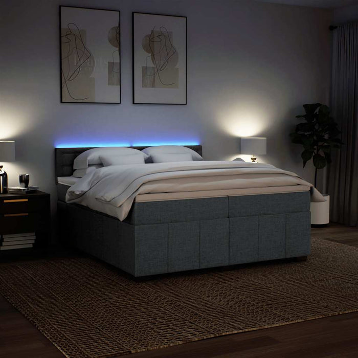 Pat box spring cu saltea, gri închis, 200x200 cm, textil - WALTI WALTI