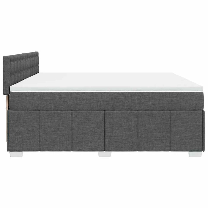 Pat box spring cu saltea, gri închis, 200x200 cm, textil - WALTI WALTI
