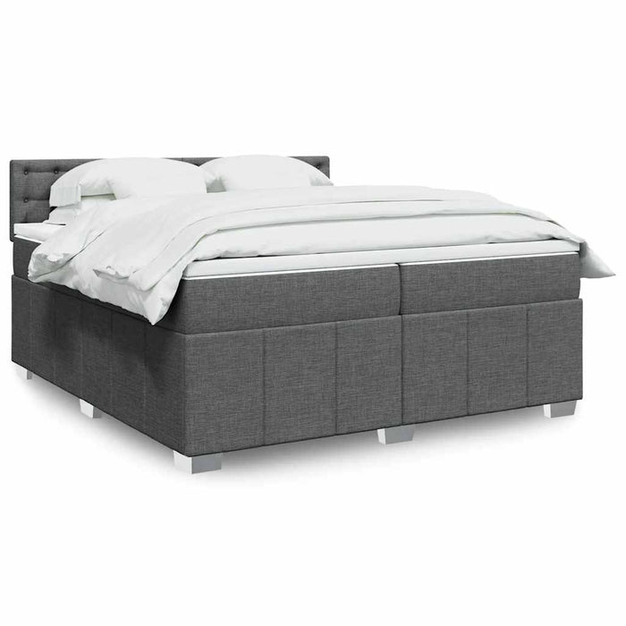 Pat box spring cu saltea, gri închis, 200x200 cm, textil - WALTI WALTI