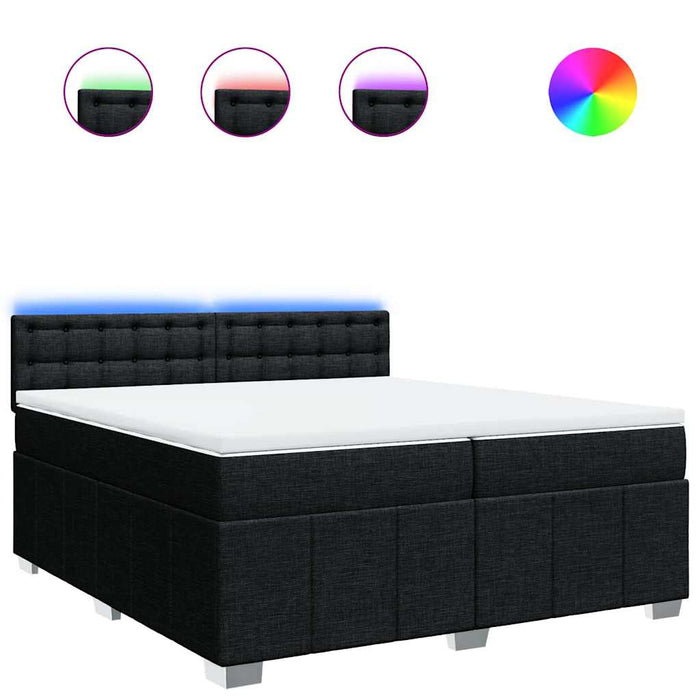 Pat box spring cu saltea, negru, 200x200 cm, textil - WALTI WALTI