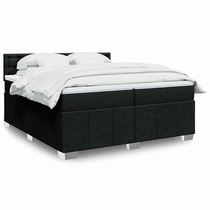 Pat box spring cu saltea, negru, 200x200 cm, textil - WALTI WALTI