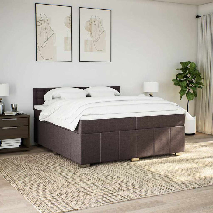 Pat box spring cu saltea, maro închis, 200x200 cm, textil - WALTI WALTI